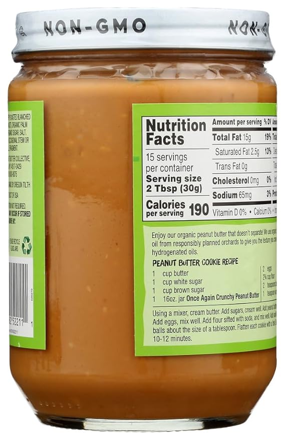 Mantequilla de Maní Crujiente Orgánica 16 Oz Pack de 12 miniatura 3