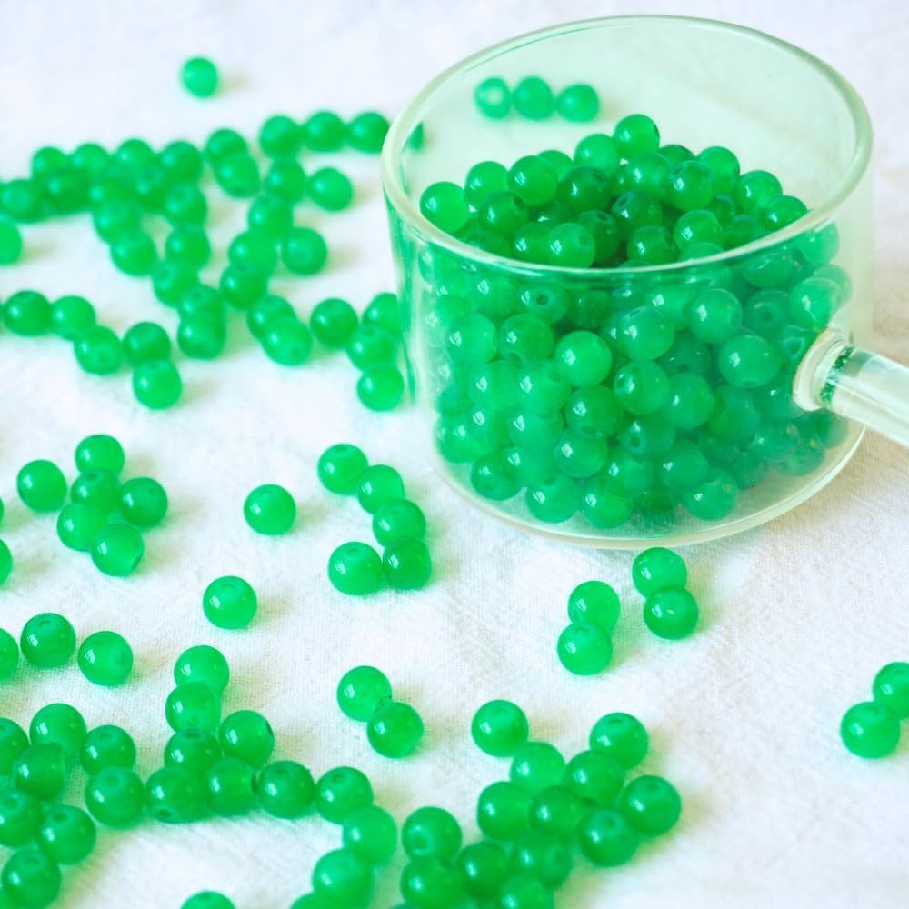 Jabrand 240pcs Glass Beads for Bracelets, 6mm Round Glass Beads for Jewelry Making DIY Crafts (Green) - Image 3