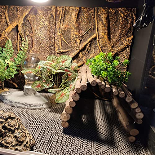 Hamiledyi Reptile Hiding Hut Gecko Hideaway Tunnel Toy Lizards Bendable Wooden Bridge Small Animals Hide Cave For Tortoise Bearded Dragon Spiders Snakes Chameleon Gecko (2Pcs) #TOP2