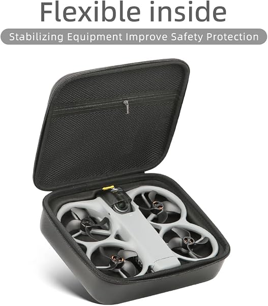 DJI Avata 360 対応 保護ケース 収納バッグ ハードシェル 耐衝撃 耐落下 PUレザー表面 防水 防湿 軽量でコンパクト 持ち運びに便利 (ブラック) - 4