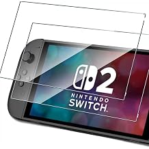 2 Pack Compatible with Nintendo Switch 2 Tempered Glass Screen Protector, Transparent HD Clear Anti-Scratch 9H Hardness Bubble-Free Screen Protector Accessories for Switch 2 7.9" 2025