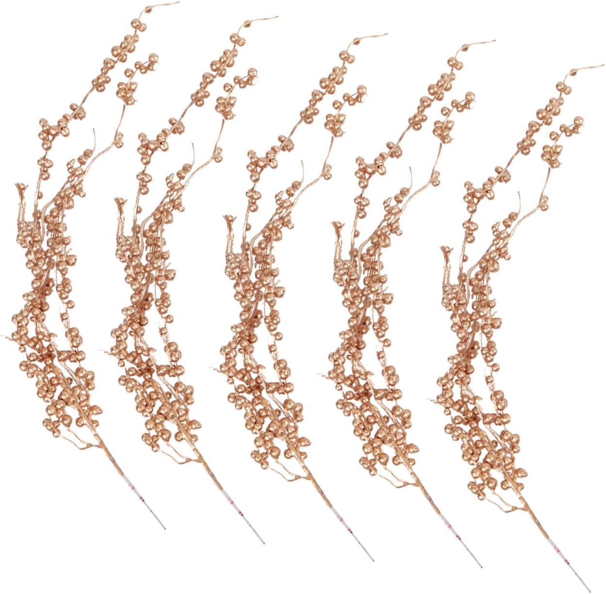 Garneck 5Pcs Golden Artificial Berry Picks for Home Decoration Reusable Floral Props for Christmas Weddings and DIY Arrangements for Bedroom Courtyard and Holiday Decor