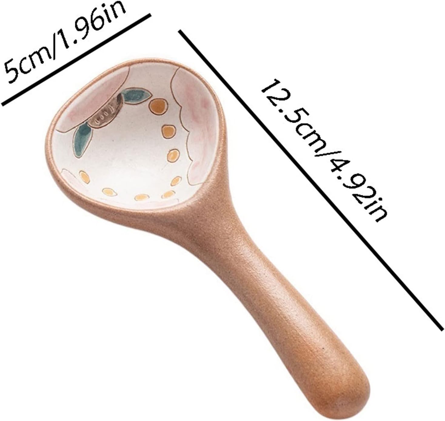 Dinner Spoon Handmade Rice Spoons Lovely Spoons High-Temperature Ceramic Spoons Hand-Painted Flower Patterns Long-Handled Spoon (Color : E) (B)