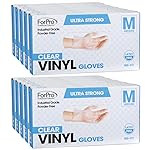 ForPro Disposable Vinyl Gloves, Clear, Industrial Grade, Powder-Free, Latex-Free, Non-Sterile, Food Safe, 2.75 Mil. Palm, 3.9 Mil. Fingers, Medium, 100-Count (Pack of 10)