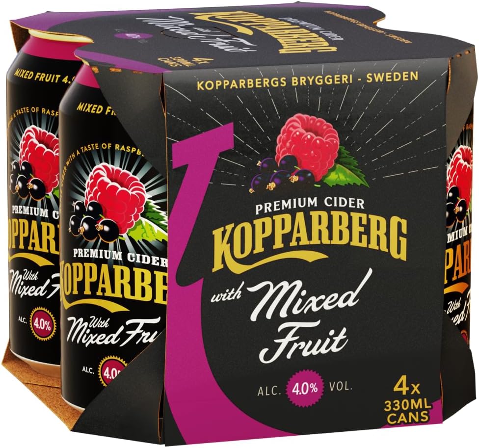Kopparberg Premium Cider with Mixed Fruit, 4 x 330ml