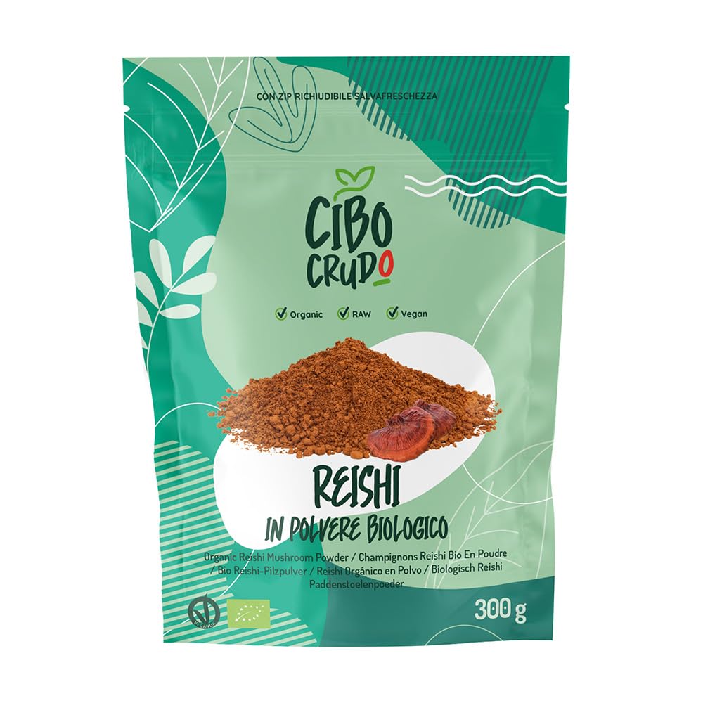 Reishi Ganoderma Lucidum Puro e Bio in Polvere - 300g. Fungo Reishi Biologico Essiccato al Sole e Macinato a Basse Temperature. Funghi medicinali Fonte di Antiossidanti, Fungo Cinese Reishi