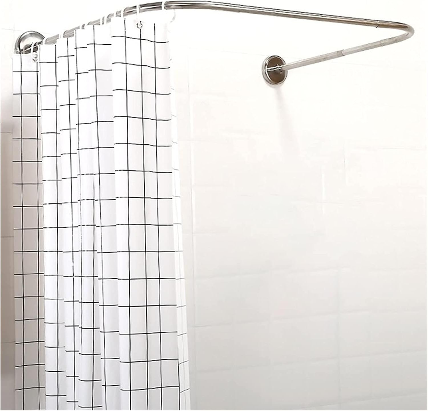 Amazon｜LIYANYAN 伸縮可能なU字型シャワーカーテンロッドポール80130cmステンレス鋼の湾曲レールロッドバーパンチフリー