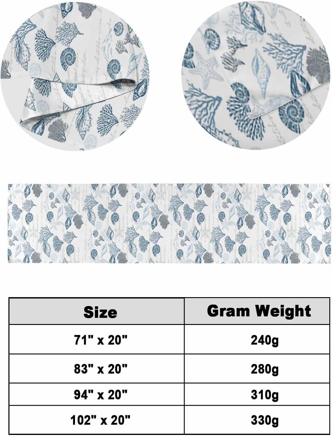 Blue Coastal Bed Runner Scarf Bedding Accessory For Queen Size Bed,Soft Bed Scarves And Runners Stainproof Bedroom Decor For Hotel Wedding Room,Starfish Coral Nautical Shell Ocean Couch 94"x20"