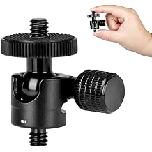 Koolehaoda Mini Ballhead Camera Tripod Ball Head Mount with 1/4" to1/4 Screw Connector | Compact Camera Tripod Ballhead, 360 Swivel, for DSLR Mirrorless Camera Monitor Flash Light, Lightweight Aluminum