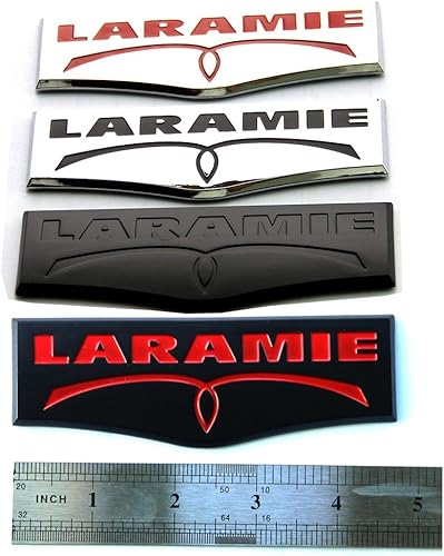 Miniatura 4 de 1 placa de identificación Laramie para puerta trasera OEM compatible con 1500 2500 3500 (negro rojo)
