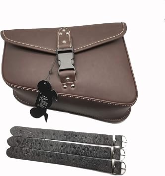 Motorcycle Vintage Retro PU Leather Left Side Saddlebag Luggage Bag Harley Sportster XL 883 Dark Brown