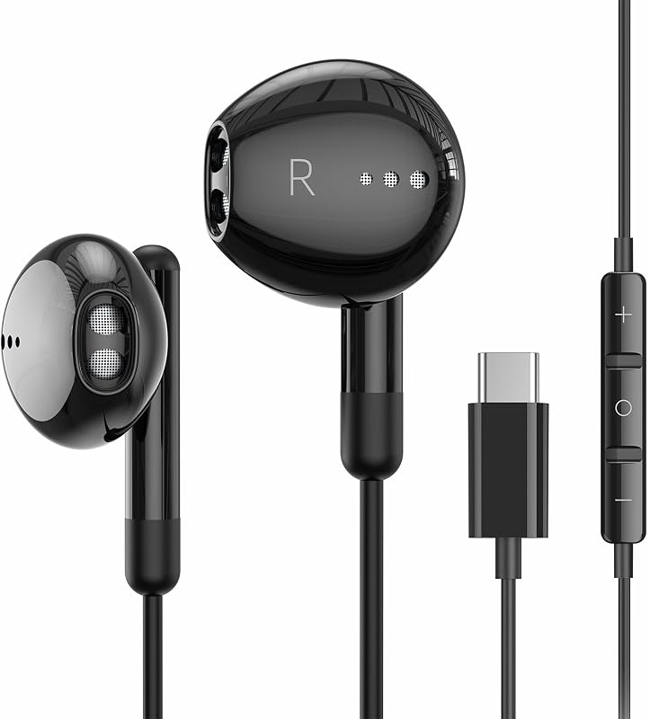 USB C Headphones for iPhone 17 16 15 Pro Max Plus iPad Pro USB C Earphones with Microphone Volume Control USB C Wired Earbuds USB Type C Earphone for Google Pixel 9 Samsung S26 S25 S24 S23 S22 A55 A17