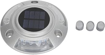 Solar Road Stud Light, Outdoor LED Deck Light, IP68 Aluminum Alloy Automatic Solar Powered Warning Step Light with 1.8W Panel for Driveway Dock Road Safety Red Light