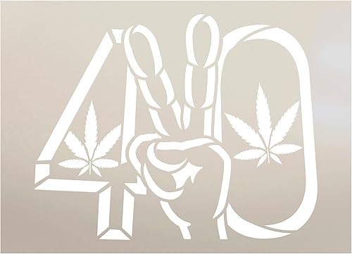 Miniatura 1 de StudioR12 - Letrero de mano de paz 420 con plantilla de hoja de marihuana  Weed Peace Love Mary Jane  Arte de pared DIY decoración del hogar,