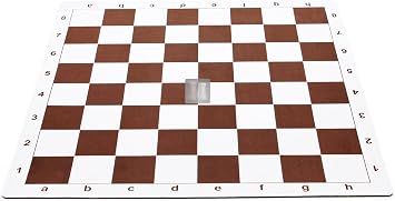 Standard Vinyl Roll Up Chess Boards - Professional Club & Tournament Chess Boards 2.25" Square, Brown Rubber