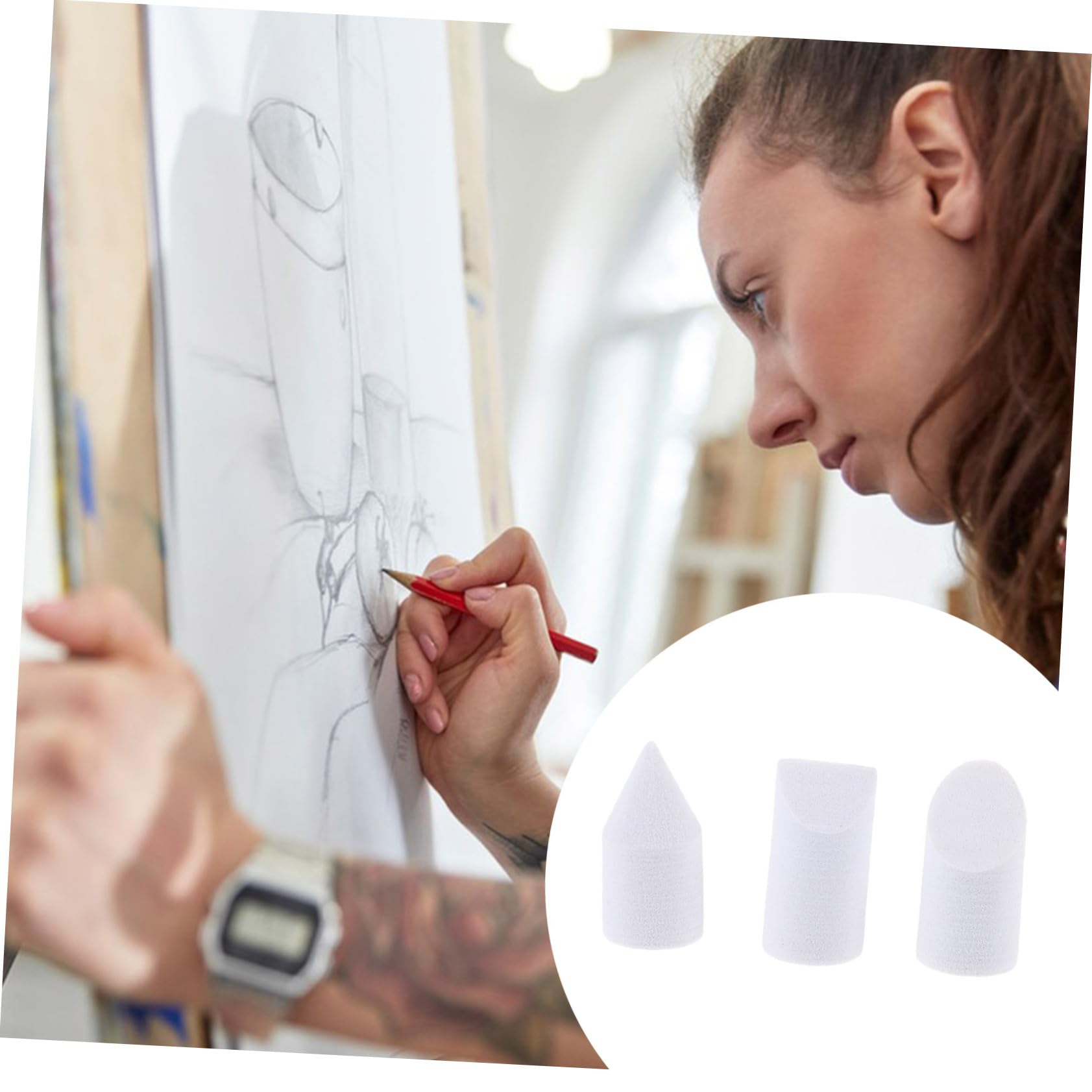 HAPINARY Upgrade Your Artistic Skills 3pcs Sketch Trimmer Eraser Blending Paint Mixing Tool Set