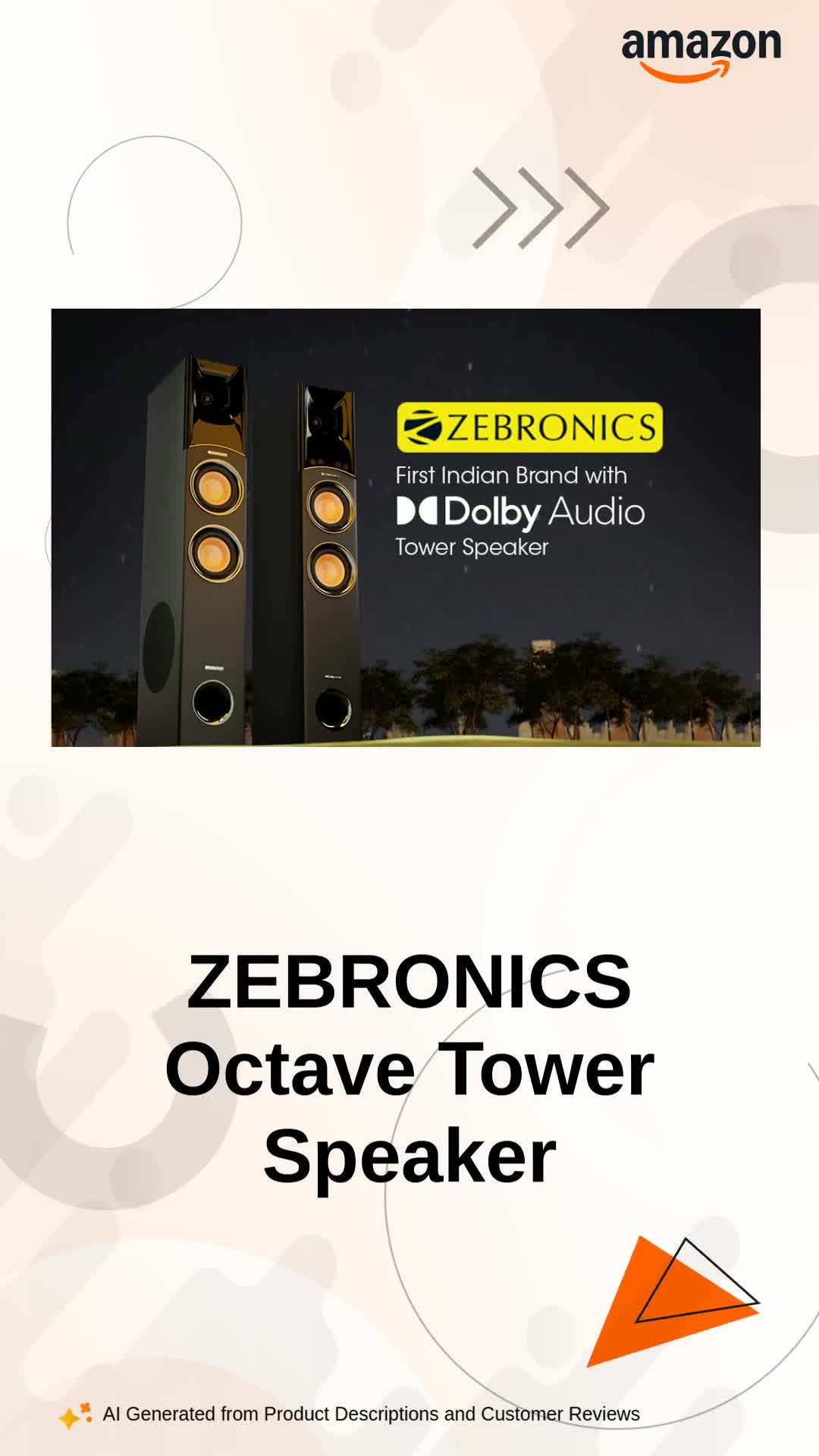 ZEBRONICS Octave Dolby Tower Speaker with 340W RMS Power, Wireless