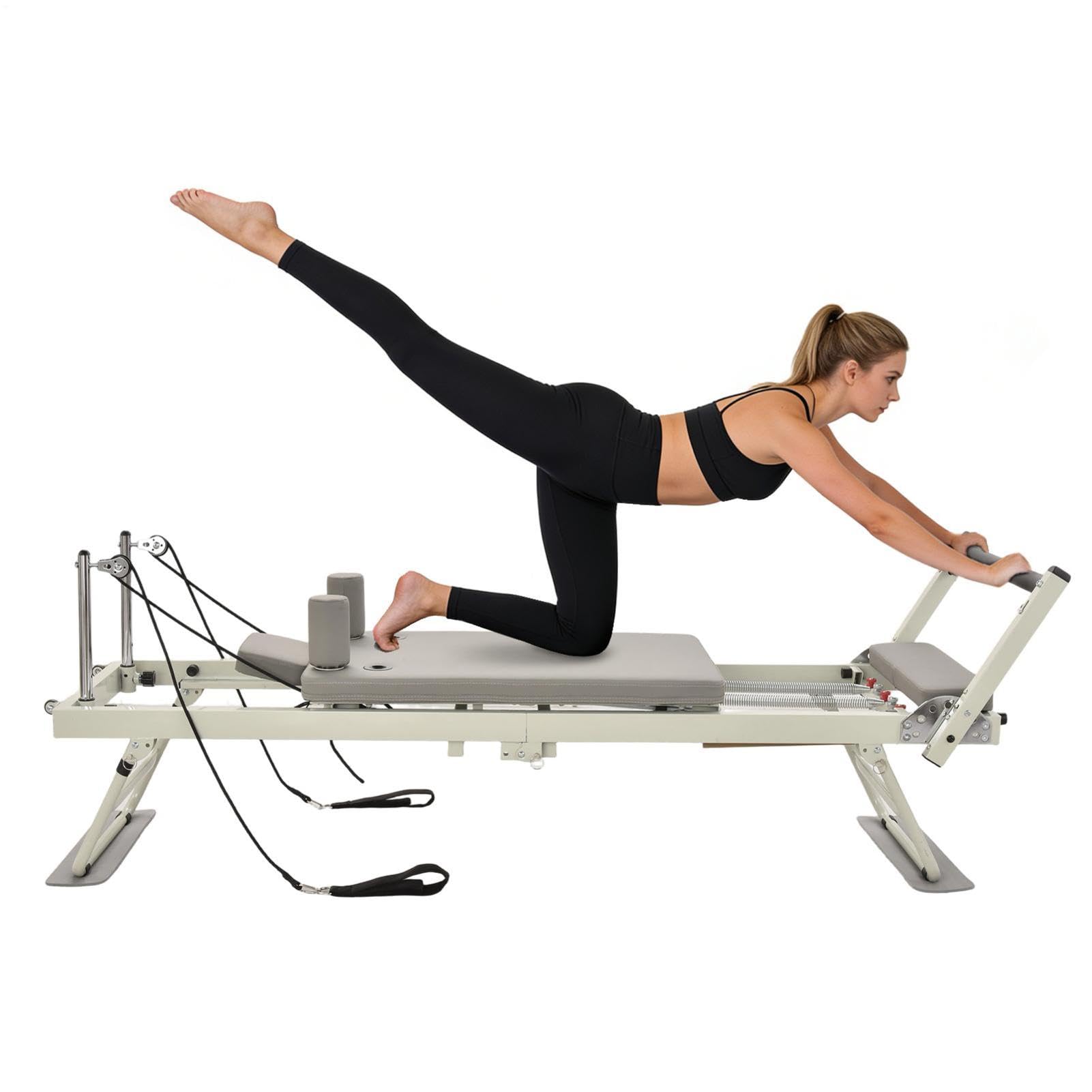 Macchina Pilates Reformer | Peso massimo 136 kg | Portatile Per Allenamento Core, Pilates Reformer Pieghevole Con Di Resistenza | Allenamento In Palestra, Appartamento E Casa