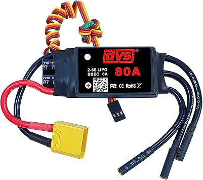 DYS 80A 2-6S Brushless ESC with 5V/6A SBEC with XT90 & 4.0mm Plug for RC Fixed-Wing Aircraft Helicopter