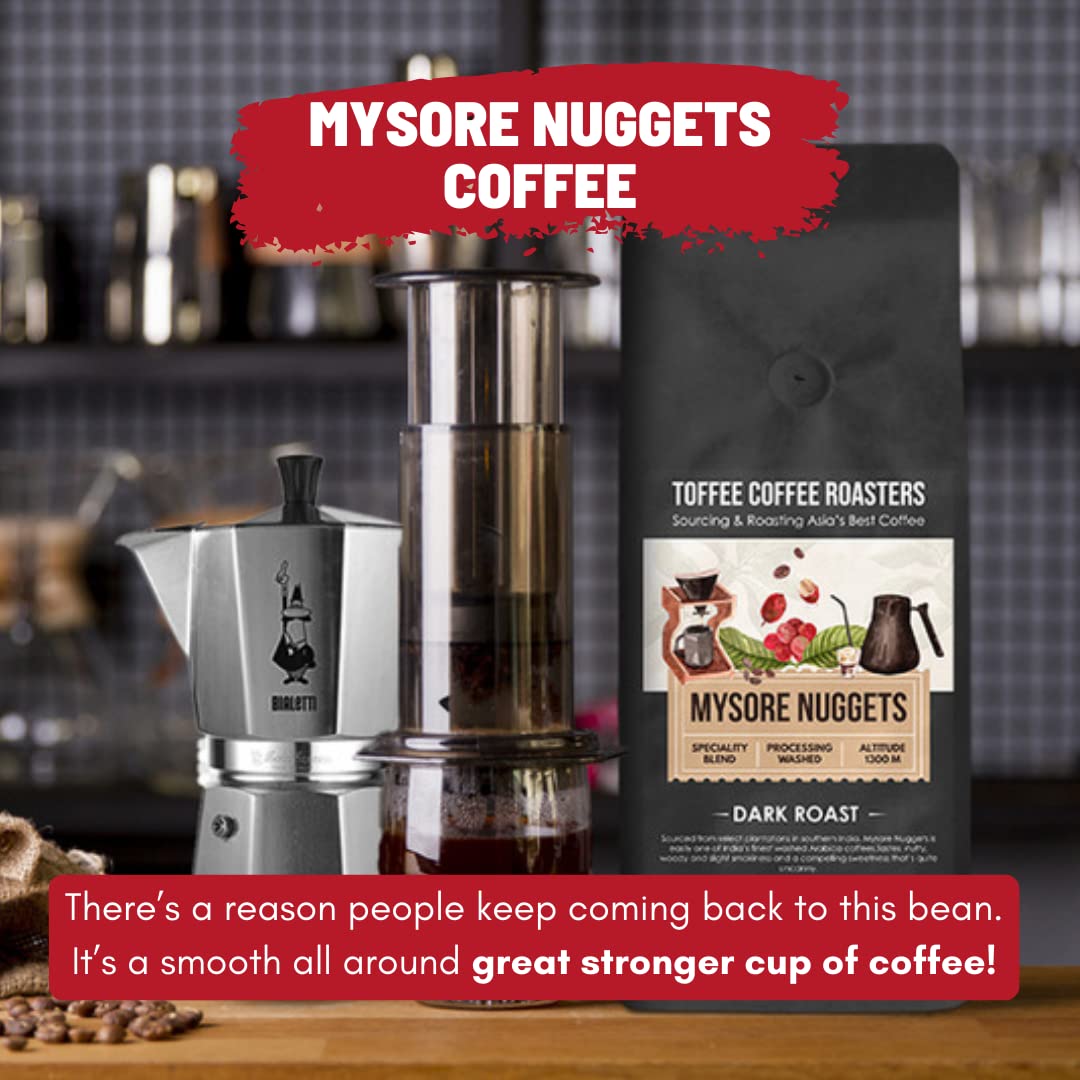 Toffee Coffee Roasters Gift Box | Mysore Nuggets Coffee, Rose Gold French Press (350ml) & 2 Specialty Coffees |Shark Tank Featured Crafted|Hamper for Loved Ones | Gourmet Gift for Coffee Lovers 2