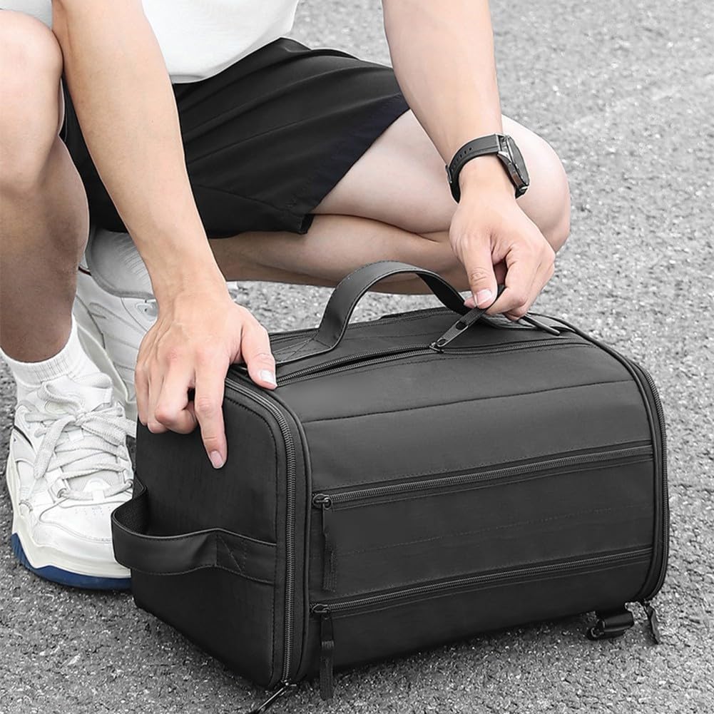 Borsa da bicicletta da 22 litri con scomparto per scarpe indipendente, zaino da ciclismo impermeabile per pendolari e viaggi, 3 vie per trasportare attrezzi sportivi, nero