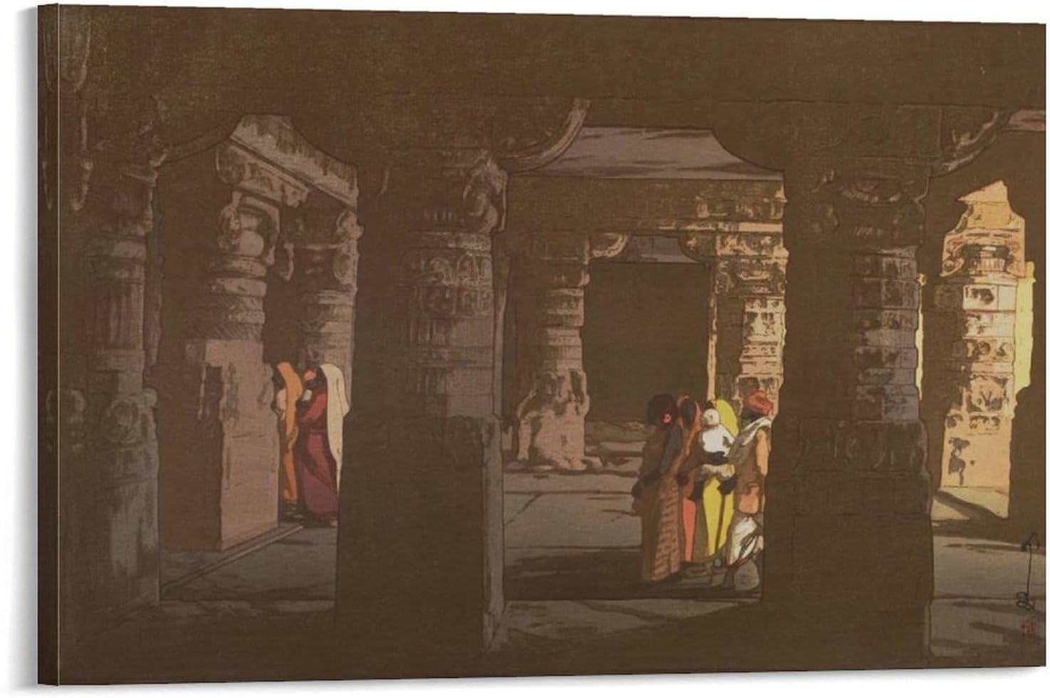 Yoshida Hiroshi Print Ellora, Cave Temple No. 3 (Erora Dai Sango Kutsuin) By Hiroshi Yoshida Prints Canvas Wall Art Poster Canvas Wall Art Prints Poster Gifts Photo Picture Painting Posters Room Decor