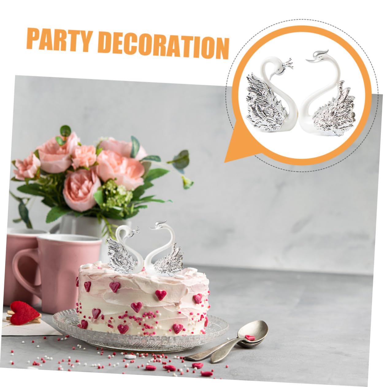 6paia Decorazioni Per Torte Nuziali Stile Cigno Con Corone Dorate e Argentate Per Matrimoni e Feste Eleganti Ornamenti Per Torte Di Compleanno e Cerimonie Speciali
