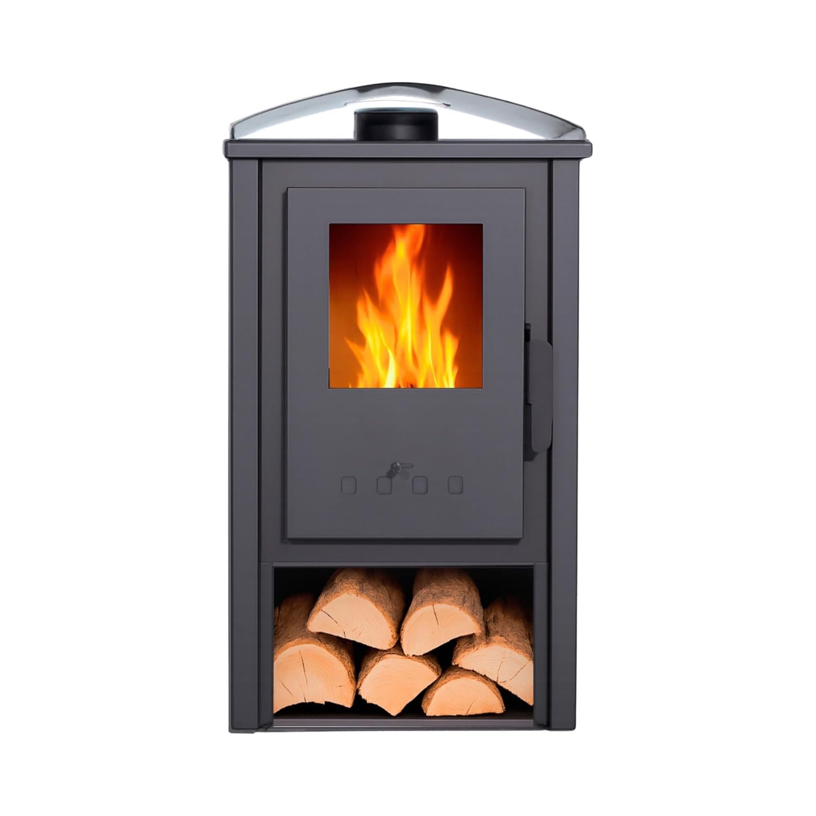 EIDER BIOMASA Estufa de Leña AMINA – 8,12 kW – Rendimiento 80% – Hasta 125.0 m³ – Doble Combustión – Certificada CE
