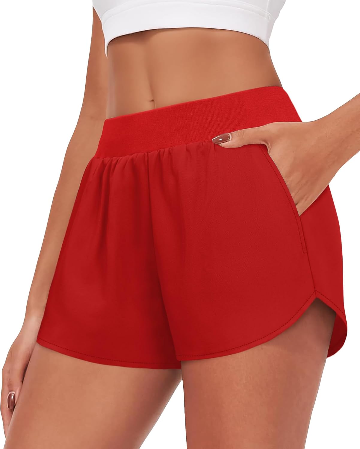 NIASHOT 3'' Athletic Workout Running Shorts for Women Knit Waistband Pocket with Liner