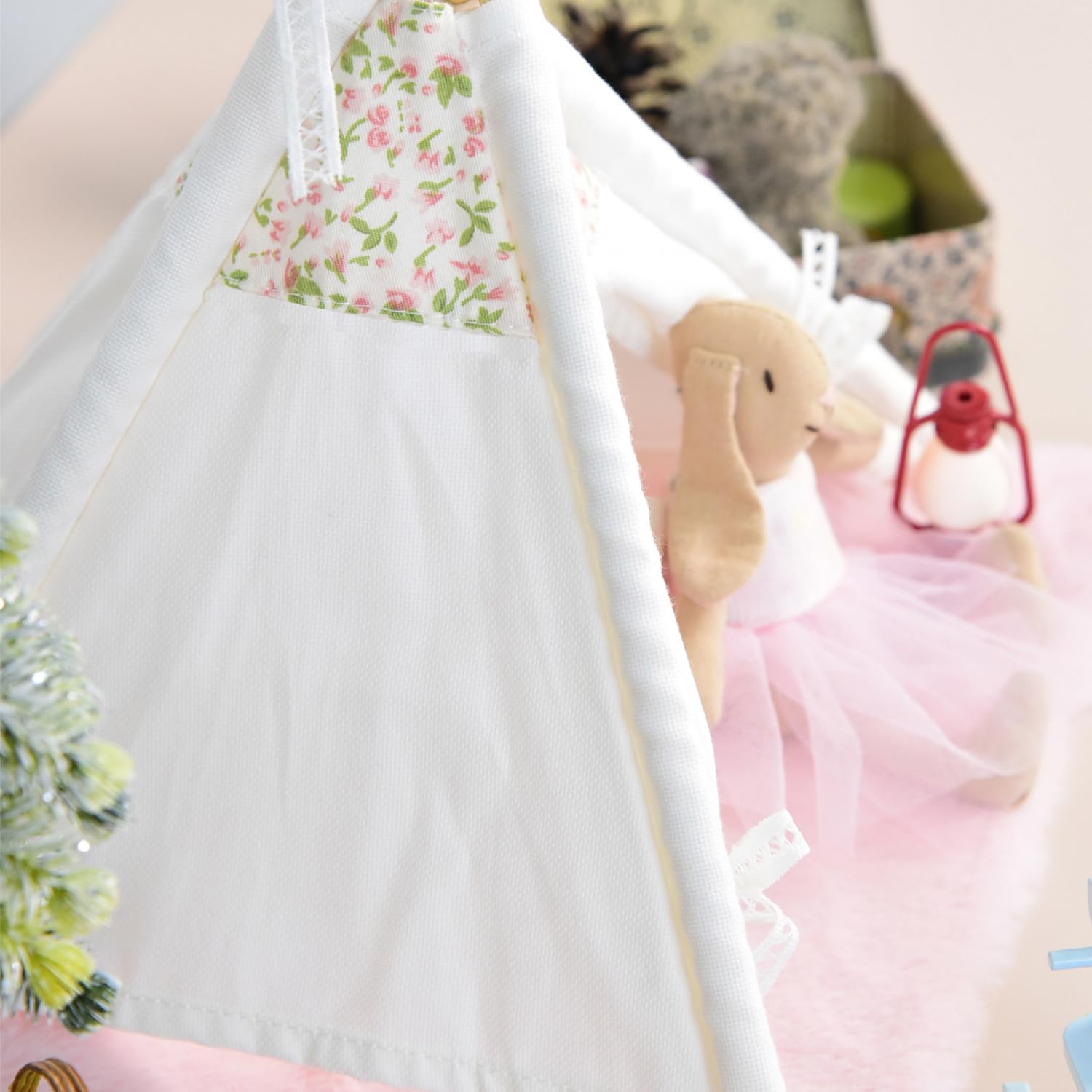 Tente De Camping Miniature 1:12 Pour Maison De Poupée – Style Féerique En Dentelle, Avec Tapis, Décoration Féerique - 6