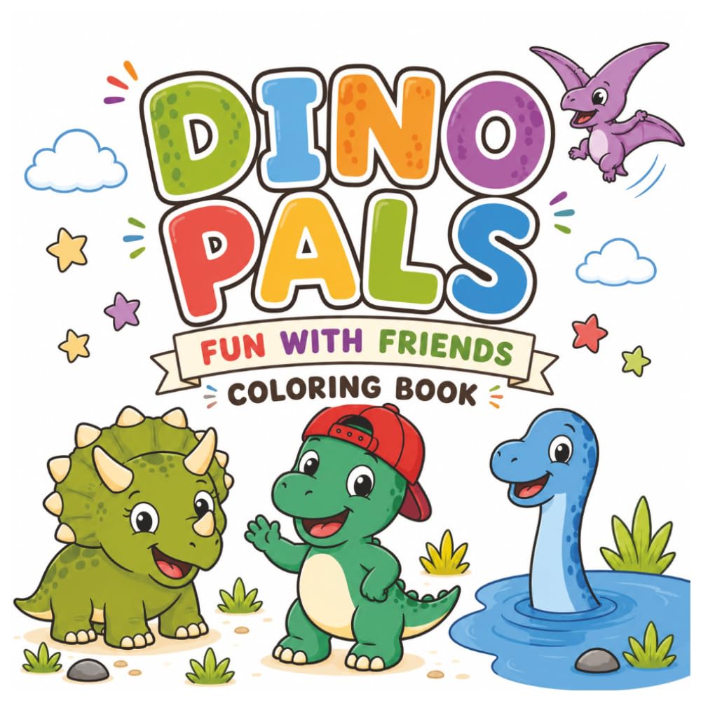 Dino Pals: Cute & Cozy Dinosaur Coloring Book for Relaxation and Fun (for Adults and Kids)