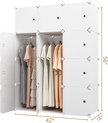 Miniatura 2 de MAGINELS Armarios portátiles de 14 x 18 pulgadas de profundidad 12 cubos de almacenamiento armario de dormitorio organizador de almacenamiento