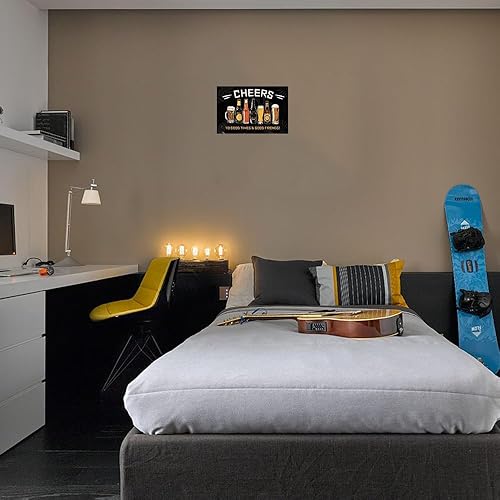 Miniatura 6 de Letrero de metal con texto en inglés To Good Times Good Friends, letrero de lata de cerveza, para decoración de pared, de 8 x 12 pulgadas