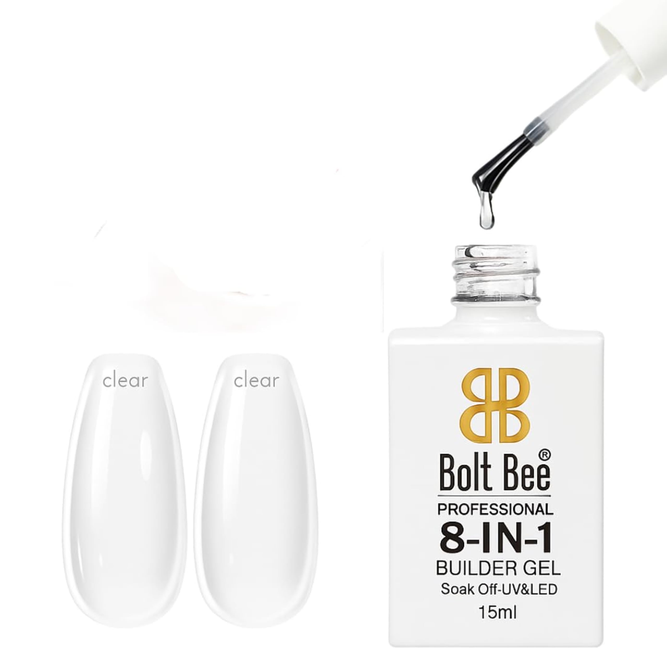 Bolt Bee 8in1 Nail Glue Gel – Builder Gel for Nail Extension, Repair, Strengthening, Apex Building, Blooming & Rhinestone Fixing – Soak Off UV/LED Gel, 15ml-picture-53