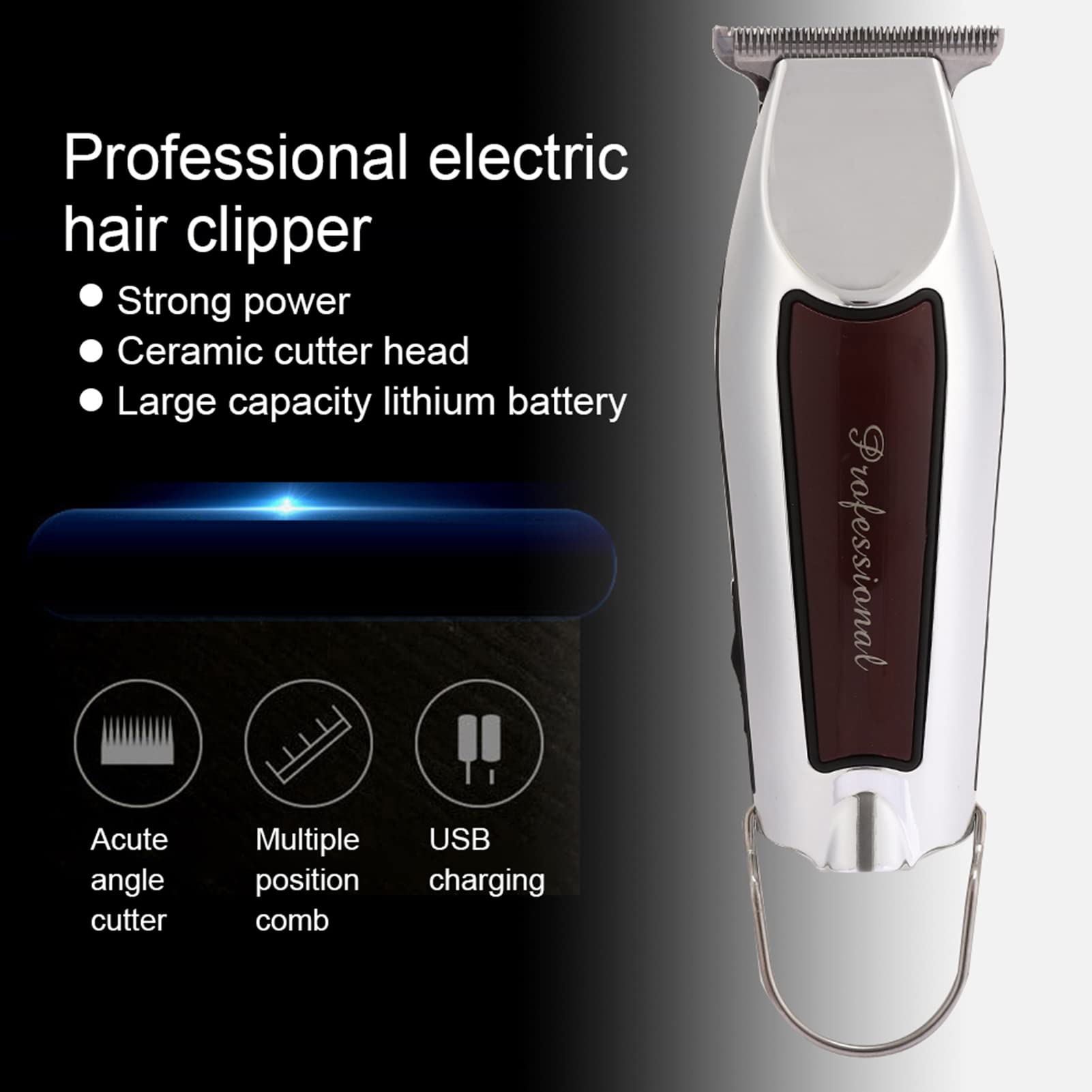 Tondeuse à Cheveux, Tondeuse à Cheveux, Tondeuse à Cheveux, Tondeuse à Barbe électrique Rechargeable USB pour Hommes, Tondeuse à Cheveux Longs, Tondeuse à Cheveux (Spécifications