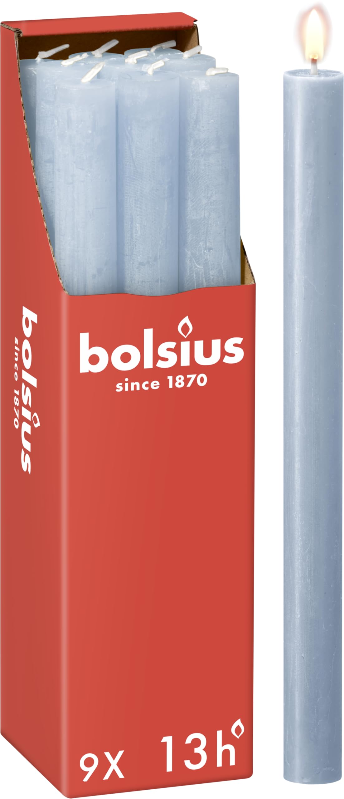 Candele Bolsius Affusolate - Blu Scuro, 9 Pezzi, 13 Ore, Cera Vegana, Non Profumate - Foto 8
