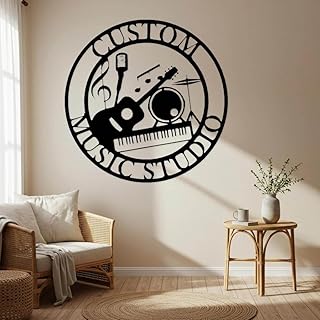 Personalized Music Room Metal Sign - Custom Name Wall Art, Instrument Decor for Home Studio, Recording Studio, or Office