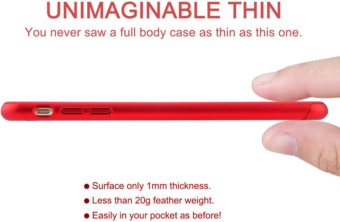 iPhone 6s Plus Case, VANSIN 360 Full Body Cover Ultra Thin Protective Hard Slim Case Coated Non Slip Matte Surface with Screen Protector for Apple iPhone 6 Plus & iPhone 6s Plus (5.5'') - (Red)