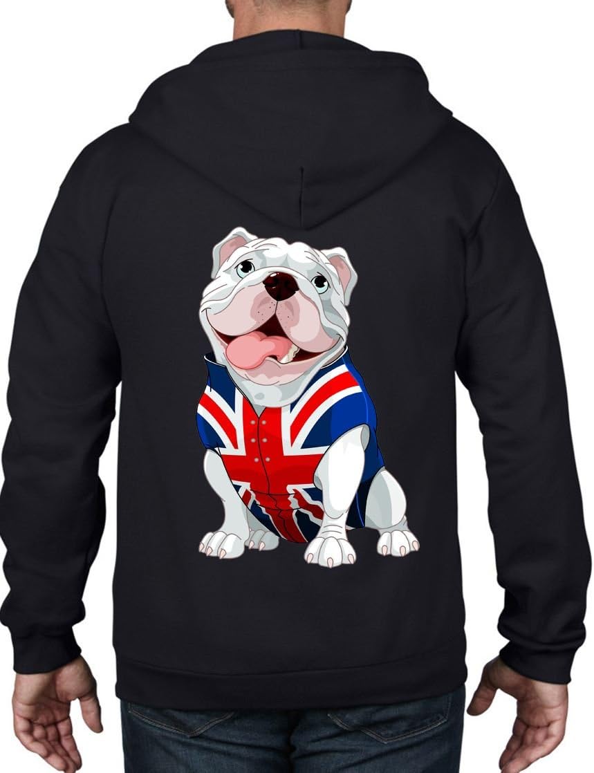 Tribal T-Shirts Men's British Bulldog Union Jack Full Zip Hoodie