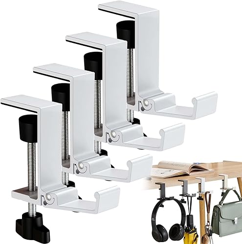 Vista 11 de Gancho para bolso de mesa, 2025 Nuevo soporte para auriculares plegable y que ahorra espacio, ganchos de escritorio multifuncionales con diseño Negro