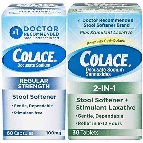 COLACE 100 Mg Capsule 60ct + Colace 2-in-1 Tablet 30ct Bundle