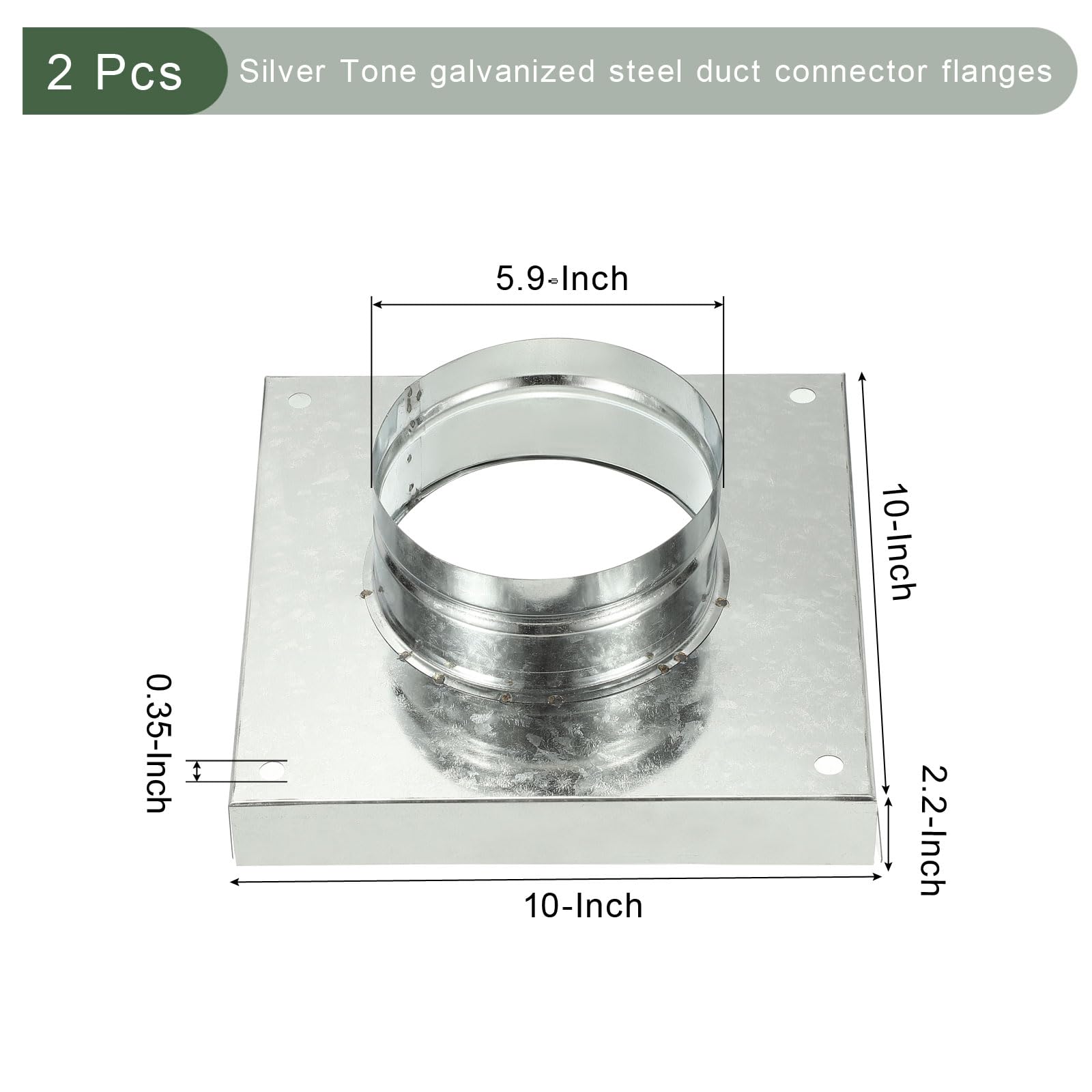YOKIVE 2 Pcs Duct Connector Flange, Square Galvanized Steel Air Ducting Mounting Plate - Image 2
