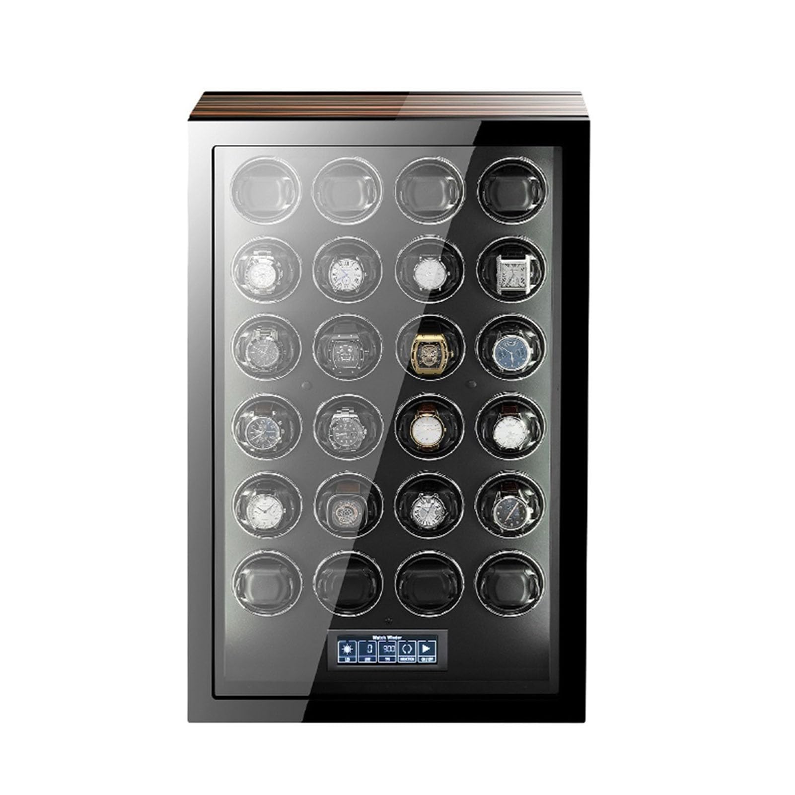 MYUYEE Watch Winder For 24 Automatic Watch With Ultra-Quiet Motors Built-In Led Illumination And Lcd Touchscreen Control Fit Lady And Man Watches