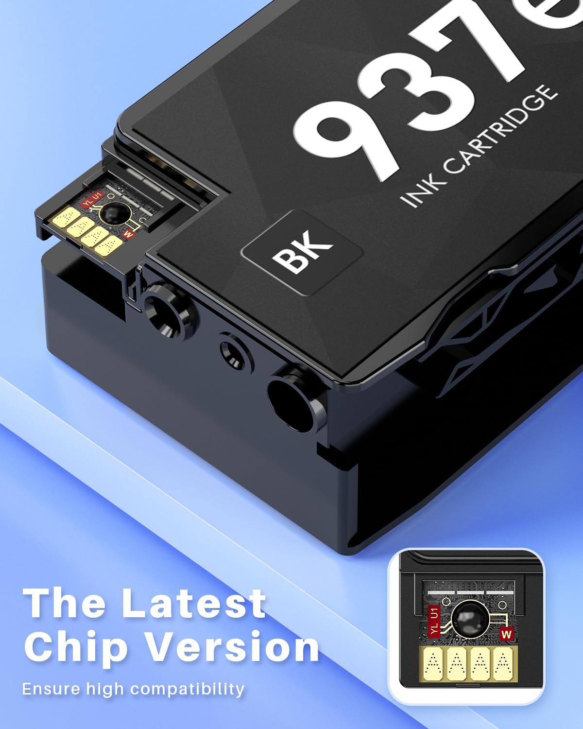 INK4U Cartucce 937e Nero (con Chip, Alta Capacità) Compatibile per HP 937 Nero 937XL 937e Compatibili con Officejet Pro 9110b, 9120b, 9130b, 9720, 9730 (937 e Nerox 2)