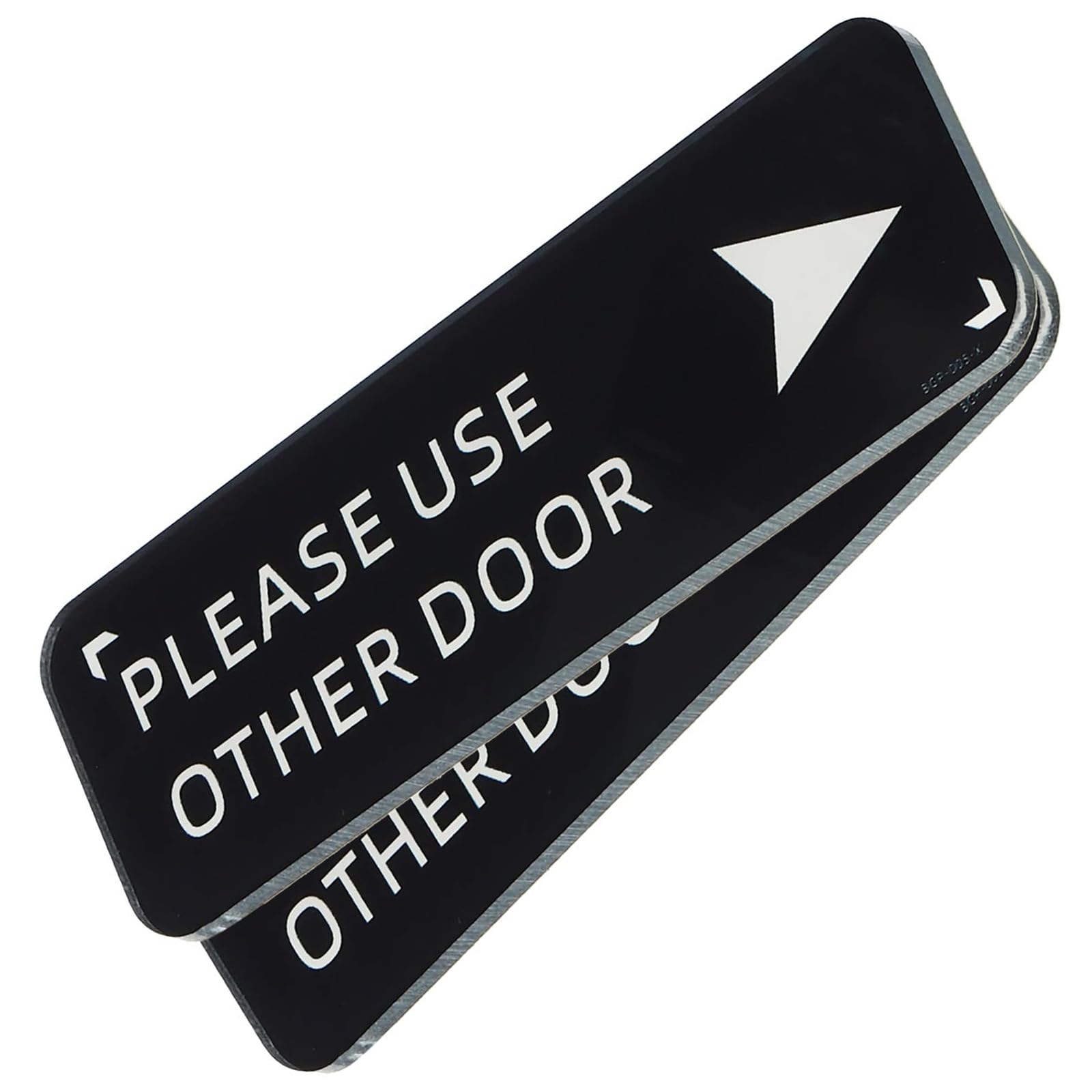 TOP-VIGOR 2Pcs Please Use Other Door Right Arrow Sign, =Acrylic 6"x2" Self Adhesive Door Sign Sticker Wall Plates for Office Home Business, Black