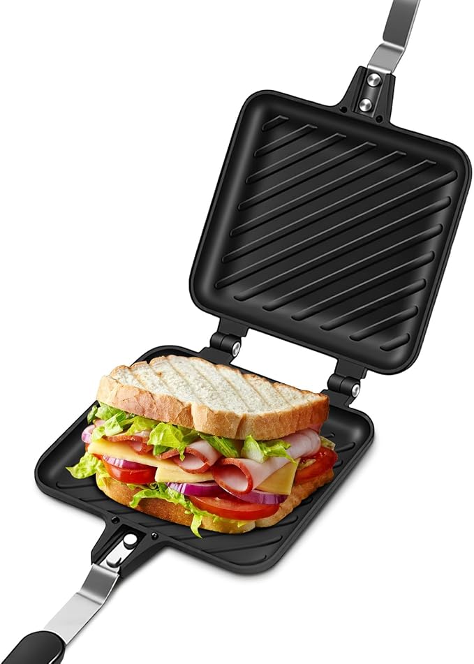 Sandwichera Caliente Panini Antiadherente - Sartén Doble Cara Fondo Plano