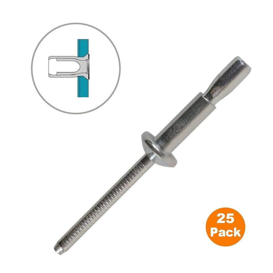 Amazon.com: 25 x 整體式結構鉚釘圓頂頭6.4 x 20 公釐盲鉚釘緊