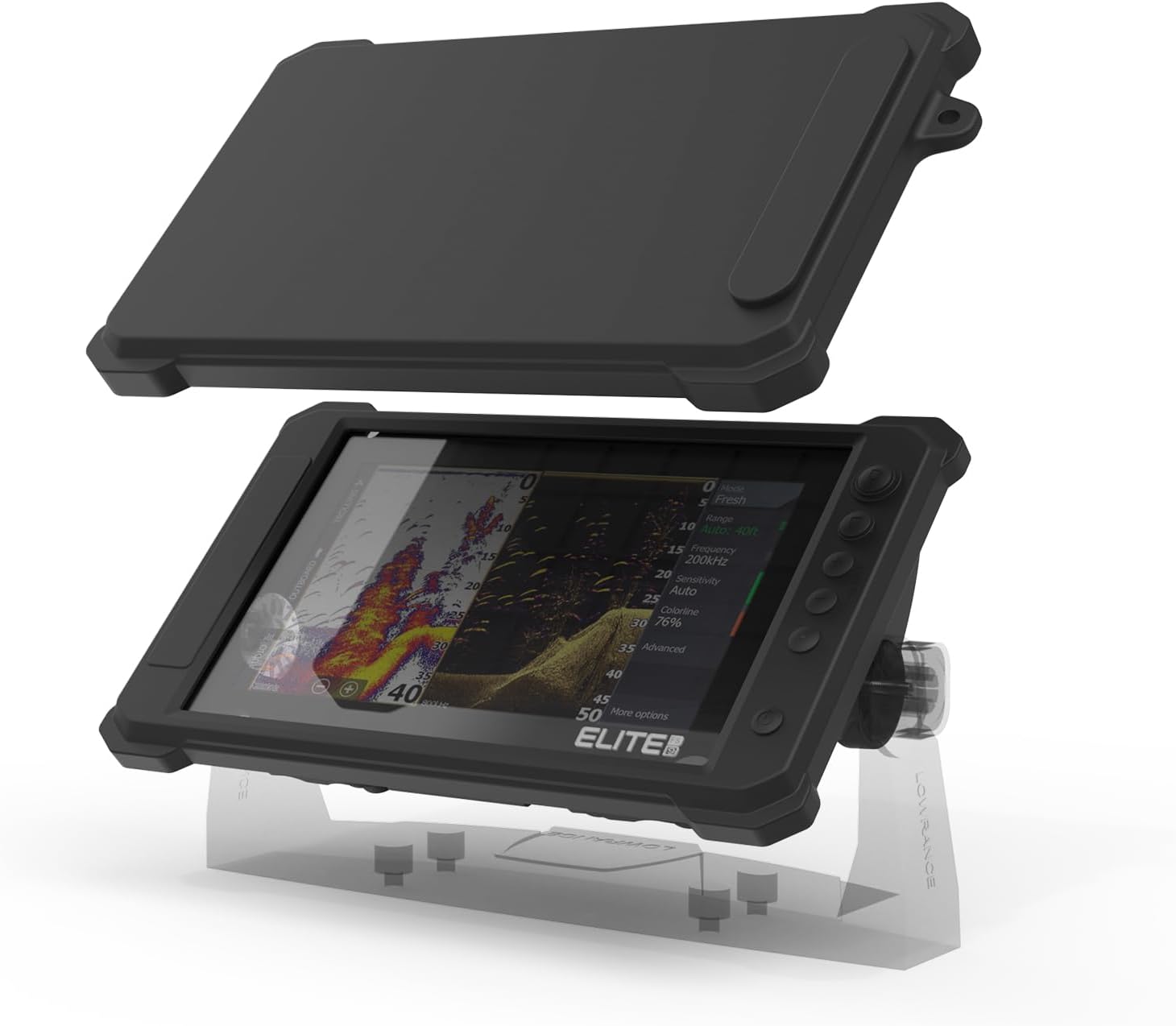 Fish Finder Protective Silicone Skin Cover Compatible with Lowrance Elite FS 9, Black Silicone Cover with Installation Case
