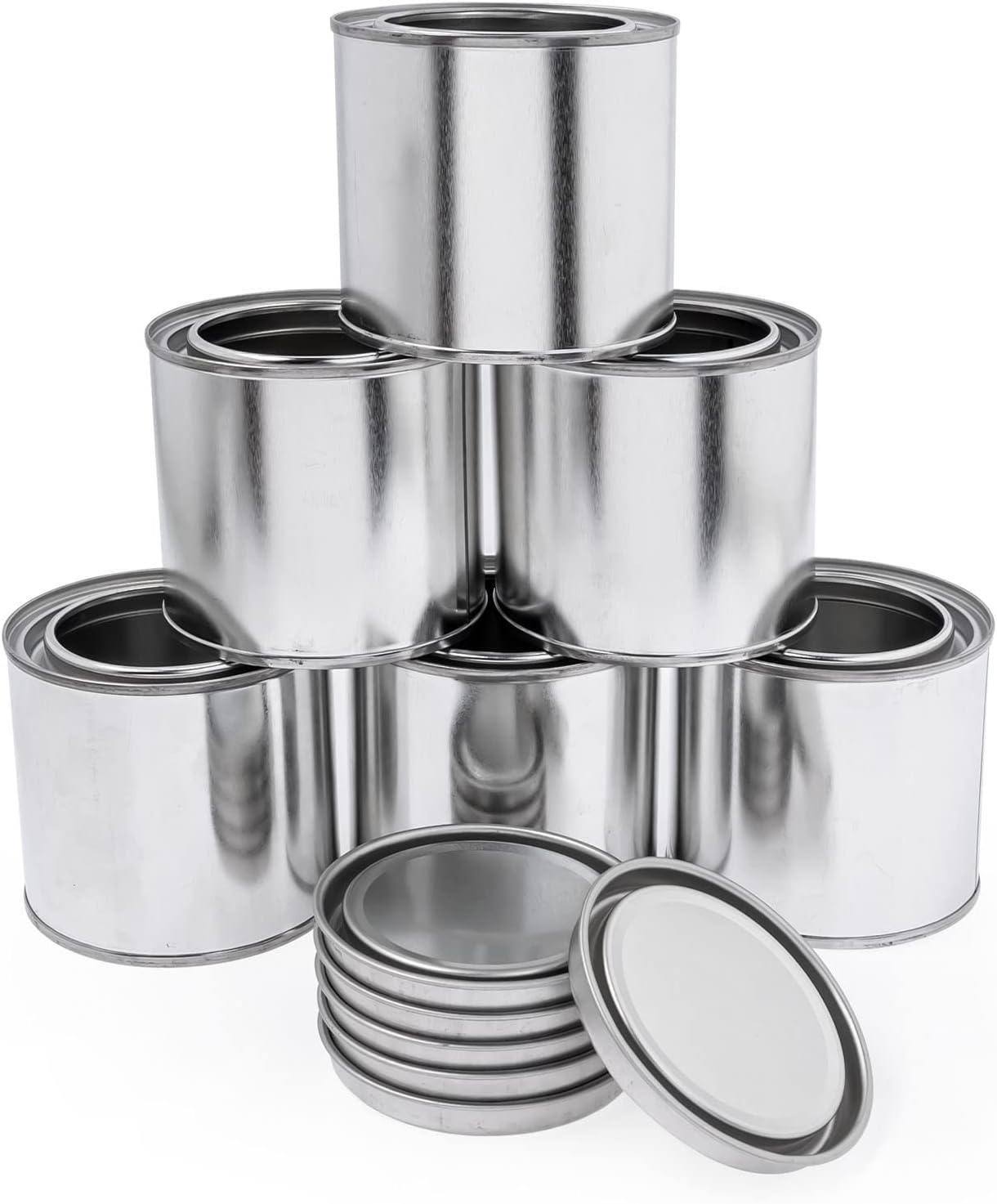 6 Pack Metal Quart Paint Cans with Lids, Empty Unlined Paint Buckets