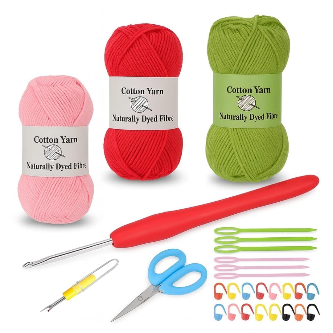 - Crochet Kit with Soft Grip Handles – Full Crochet Hook Set for Beginners & Yarn Lovers – Ergonomic Crochet Tools for DIY Craft & Gifting (Crochet Kit)